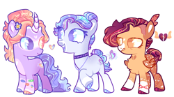 Size: 2318x1289 | Tagged: safe, artist:goldlines005, derpibooru import, oc, oc only, earth pony, pegasus, pony, unicorn, base used, chest fluff, choker, earth pony oc, female, filly, foal, heterochromia, hoof polish, horn, open mouth, pegasus oc, simple background, smiling, transparent background, unicorn oc