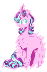 Size: 2101x3211 | Tagged: safe, artist:goldlines005, derpibooru import, starlight glimmer, pony, unicorn, chest fluff, curved horn, female, horn, leonine tail, mare, simple background, smiling, solo, tail, transparent background