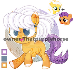 Size: 1280x1227 | Tagged: safe, artist:hoochuu, artist:lazuli0209, derpibooru import, sunny daze, tender taps, earth pony, pony, base used, colored hooves, deviantart watermark, eyelashes, female, filly, foal, fusion, obtrusive watermark, open mouth, screencap reference, simple background, smiling, watermark, white background