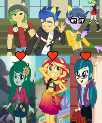 Size: 1471x1784 | Tagged: safe, derpibooru import, screencap, flash sentry, juniper montage, microchips, sandalwood, sunset shimmer, wallflower blush, better together, equestria girls, forgotten friendship, friendship games, let it rain, movie magic, spoiler:eqg specials, belly button, bikini, cellphone, clothes, cropped, cute, dancing, female, flashimmer, flower, flower in hair, flowerbetes, freckles, geode of empathy, glasses, hand on hip, hnnng, junibetes, looking at you, magical geodes, male, microjuniper, midriff, music festival outfit, phone, pose, sandalflower, sarong, shipping, shipping domino, shorts, skirt, smiling, straight, swimsuit, thumbs up, tounge, wondercolt ears
