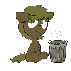 Size: 599x599 | Tagged: safe, artist:cherro, derpibooru import, oc, oc only, pony, female, filly, foal, simple background, solo, trash can, white background