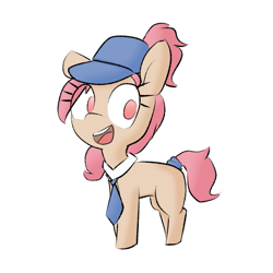 Size: 599x599 | Tagged: safe, artist:cherro, derpibooru import, oc, oc only, pony, cap, female, filly, foal, hat, necktie, simple background, solo, white background