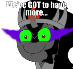 Size: 960x918 | Tagged: safe, artist:denchik, edit, editor:undeadponysoldier, king sombra, pony, unicorn, :), adoracreepy, animated, armor, cute, gif, green eyes, happy, looking at you, male, meme, meme face, reference, shrunken pupils, smiling, smirk, sombra eyes, sombradorable, stallion, tom and jerry, tom and jerry the movie, we've got to have money