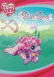 Size: 574x818 | Tagged: safe, derpibooru import, starsong, mermaid, merpony, pegasus, pony, g3, g3.5, accessories, anchor, blind bag, eyeshadow, makeup, name tag, official, official art, solo, swimming, toy, underwater