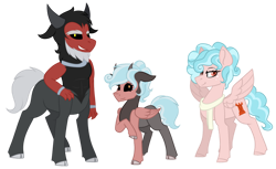 Size: 1024x626 | Tagged: safe, artist:king-justin, derpibooru import, cozy glow, lord tirek, oc, oc:clementine, hybrid, cozirek, family, female, interspecies offspring, male, offspring, older, older cozy glow, parent:cozy glow, parent:lord tirek, parents:cozirek, shipping, simple background, straight, transparent background