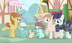 Size: 3852x2316 | Tagged: safe, artist:mcrespin88, derpibooru import, coloratura, feather bangs, oc, oc:dazzle glam, oc:melody, oc:rhys, oc:skye, earth pony, pony, baby, baby pony, colorabangs, colt, female, filly, foal, male, offspring, parent:coloratura, parent:feather bangs, parents:colorabangs, safr, shipping, stallion, straight