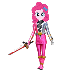 Size: 1227x1483 | Tagged: safe, artist:cam-and-sister-paint, derpibooru import, pinkie pie, equestria girls, kishiryu sentai ryusoulger, pink ranger, power rangers, power rangers dino fury, simple background, solo, super sentai, transparent background