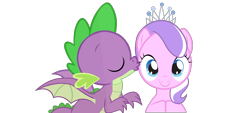 Size: 2000x903 | Tagged: safe, artist:dragonchaser123, artist:lockiesajt, edit, editor:undeadponysoldier, diamond tiara, spike, dragon, earth pony, pony, adorable face, cute, diamondbetes, female, filly, foal, happy, kiss on the cheek, kissing, looking at you, male, shipping, simple background, spikabetes, spiketiara, straight, transparent background, vector, vector edit