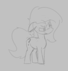 Size: 332x347 | Tagged: safe, ponerpics import, oc, oc:anon filly, earth pony, pony, aggie.io, angry, female, filly, foal, frown, lowres, mare, monochrome, simple background, sketch