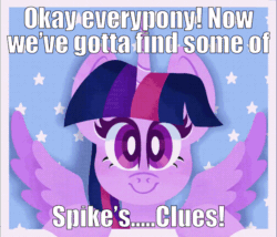 Size: 960x822 | Tagged: safe, edit, editor:undeadponysoldier, twilight sparkle, twilight sparkle (alicorn), alicorn, pony, animated, blinking, blue's clues, breaking the fourth wall, bust, cute, edited gif, female, gif, image macro, implied spike, implied spike the dog, looking at you, mare, nostalgia, portrait, reference, solo, stars, talking to viewer, twiabetes