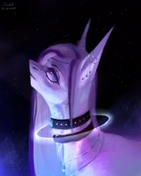 Size: 1728x2160 | Tagged: safe, artist:inarimayer, derpibooru import, oc, oc only, earth pony, pony, choker, ear piercing, earring, earth pony oc, jewelry, looking up, piercing, solo