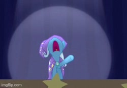 Size: 364x252 | Tagged: safe, derpibooru import, screencap, trixie, pony, unicorn, no second prances, cropped, imgflip, nose in the air, open mouth, picture for breezies, solo, stage