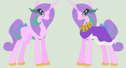 Size: 946x516 | Tagged: safe, artist:graphitedoodlepearl, artist:selenaede, derpibooru import, oc, oc:high fructose, oc:sugar, pony, unicorn, base:selenaede, bow, clothes, eyeshadow, horn, makeup, nightmarified, offspring, parent:diamond tiara, parent:snails, parents:diamondsnail, peytral, robe, slit eyes, solo, sombra eyes, tail, tail bow, unicorn oc