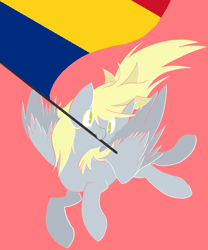 Size: 500x600 | Tagged: safe, artist:clair, derpibooru import, edit, editor:fire rush, derpy hooves, pegasus, pony, female, flag, mare, mouth hold, romania, spread wings, wings