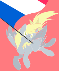 Size: 500x600 | Tagged: safe, artist:clair, derpibooru import, editor:fire rush, derpy hooves, pegasus, pony, empire, female, flag, france, mare, mouth hold, spread wings, wings