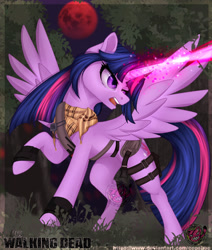 Size: 1280x1513 | Tagged: safe, artist:copshop, derpibooru import, twilight sparkle, twilight sparkle (alicorn), alicorn, pony, blood moon, magic, moon, solo