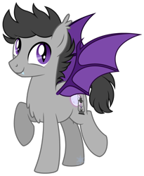 Size: 2219x2702 | Tagged: safe, artist:cayfie, derpibooru import, oc, oc only, bat pony, commission, high res, male, raised hoof, raised leg, simple background, solo, transparent background, vector