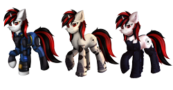 Size: 7000x3629 | Tagged: safe, alternate version, artist:flapstune, derpibooru import, oc, oc only, oc:blackjack, cyborg, pony, unicorn, fallout equestria, fallout equestria: project horizons, amputee, augmented, chest fluff, clothes, cutie mark, cyber eyes, cyber legs, cyborg pony, ear fluff, ears, fanfic art, female, fluffy, horn, looking at you, mare, pipbuck, prosthetic leg, prosthetic limb, prosthetics, simple background, small horn, solo, transparent background, vault security armor, vault suit