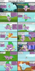 Size: 1282x2590 | Tagged: safe, derpibooru import, edit, edited screencap, screencap, smolder, spike, twilight sparkle, twilight sparkle (alicorn), alicorn, dragon, pony, comic:celestia's servant interview, father knows beast, molt down, season 1, season 8, winter wrap up, spoiler:s08, basket, blanket, caption, comic, cs captions, cute, detailed background, dragon wings, dragoness, duo, face plant, female, flying, golden oaks library, interview, male, mare, raised hoof, raised leg, screencap comic, solo, spikabetes, text, twilight's castle, upside down, waving, winged spike, wings