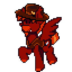 Size: 256x256 | Tagged: safe, artist:bitassembly, derpibooru import, oc, oc:lance longmane, goat, pegasus, fallout equestria, fallout equestria: equestria the beautiful, animated, blaze (coat marking), blue fire, bullet, clothes, coat markings, commission, cowboy hat, cute, cute little fangs, cutie mark, dancing, ear fluff, ears, eyes closed, facial hair, facial markings, fangs, fire, flapping, flapping wings, gif, gift art, happy, happy dance, hat, hooves, jacket, leather, leather jacket, male, meteor, muzzle, orange eyes, orange mane, orange tail, pixel art, red coat, red mane, simple background, smiling, solo, sprite, stallion, tail, transparent background, vest, wings