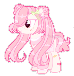 Size: 1649x1693 | Tagged: safe, artist:toffeelavender, derpibooru import, oc, oc only, earth pony, pony, bandaid, base used, earth pony oc, female, hair over one eye, mare, simple background, smiling, solo, transparent background