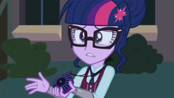 Size: 3410x1920 | Tagged: safe, derpibooru import, screencap, sci-twi, twilight sparkle, equestria girls, friendship games, canterlot high, female, glasses, high res, magic capture device, solo