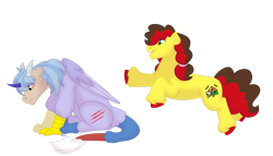 Size: 1280x732 | Tagged: safe, artist:itstechtock, derpibooru import, oc, oc only, oc:pizza pizzazz, draconequus, earth pony, pony, offspring, parent:cheese sandwich, parent:pinkie pie, parents:cheesepie, simple background, transparent background