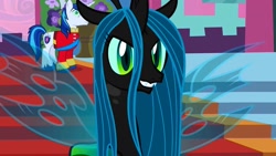 Size: 1280x720 | Tagged: safe, derpibooru import, screencap, queen chrysalis, shining armor, changeling, changeling queen, pony, unicorn, a canterlot wedding, season 2, duo, female, male, mind control, solo focus, stallion