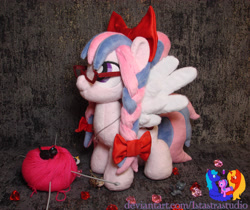 Size: 2746x2304 | Tagged: safe, artist:1stastrastudio, derpibooru import, oc, oc only, oc:cherry blossom, pegasus, pony, bow, braid, female, glasses, hair bow, irl, mare, photo, plushie, solo