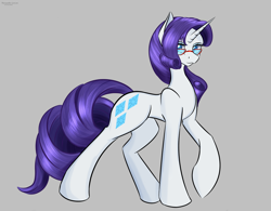 Size: 1280x1000 | Tagged: safe, artist:renarde-louve, derpibooru import, rarity, pony, unicorn, female, glasses, gray background, looking at you, mare, rarity's glasses, simple background, solo