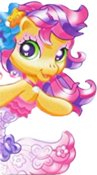 Size: 164x296 | Tagged: safe, derpibooru import, scootaloo, scootaloo (g3), earth pony, mermaid, merpony, pony, g3, g3.5, accessories, box art, bubble, cropped, eyeshadow, fish tail, jewelry, makeup, mermaid tail, necklace, official, official art, pink eyeshadow, ponytail, simple background, solo, tail, transparent background, vector, wingding eyes