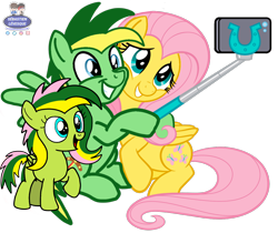 Size: 1782x1494 | Tagged: safe, artist:mrstheartist, oc, oc only, oc:didgeree, oc:wattle shy, pegasus, pony, base used, cute, female, filly, foal, grin, group, hooves, male, mare, ocbetes, parent:oc:didgeree, raised hoof, raised leg, selfie, selfie stick, simple background, sitting, stallion, transparent background, trio, young