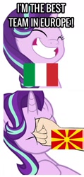 Size: 796x1672 | Tagged: safe, starlight glimmer, abuse, current events, deleted from derpibooru, flag, glimmerbuse, italy, macedonia, metaphor, north macedonia, world cup 2022