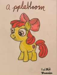 Size: 1559x2054 | Tagged: safe, artist:mlpfantealmintmoonrise, derpibooru import, apple bloom, earth pony, coloring, drawing, female, filly, foal, photo, signature, traditional art