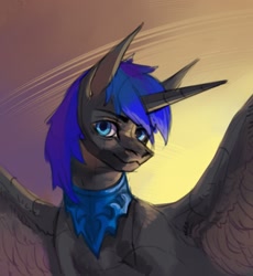 Size: 1987x2160 | Tagged: safe, artist:inarimayer, derpibooru import, oc, oc only, alicorn, pony, alicorn oc, bust, horn, male, solo, stallion, wings