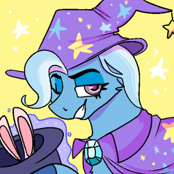 Size: 512x512 | Tagged: safe, artist:npcdrawsthings, derpibooru import, trixie, rabbit, animal, hat