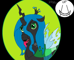 Size: 1186x968 | Tagged: safe, artist:nzovjune, derpibooru import, queen chrysalis, changeling, digital art, fanart, my little pony, simple background, tongue, tongue out