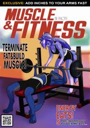 Size: 1399x2000 | Tagged: safe, derpibooru import, oc, anthro, dragon, pegasus, cover, cover art, fitness, gym, magazine, magazine cover