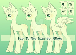 Size: 1024x741 | Tagged: safe, artist:miioko, derpibooru import, oc, oc only, earth pony, pegasus, pony, unicorn, bald, base, deviantart watermark, ear fluff, ears, earth pony oc, horn, obtrusive watermark, pegasus oc, unicorn oc, watermark