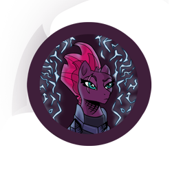 Size: 2000x2000 | Tagged: safe, artist:heatherberserker, derpibooru import, tempest shadow, pony, unicorn, armor, broken horn, bust, eye scar, female, frown, horn, mare, scar, simple background, solo, transparent background