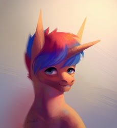 Size: 1980x2160 | Tagged: safe, artist:inarimayer, derpibooru import, oc, oc only, pony, unicorn, horn, male, smiling, solo, stallion, unicorn oc