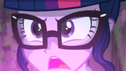 Size: 3410x1920 | Tagged: safe, derpibooru import, screencap, sci-twi, twilight sparkle, equestria girls, friendship games, close-up, female, glasses, high res, open mouth, solo, unleash the magic