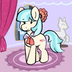 Size: 1000x1000 | Tagged: safe, artist:orbitingdamoon, derpibooru import, coco pommel, earth pony, pony, solo