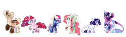 Size: 3000x904 | Tagged: safe, artist:jaysey, derpibooru import, applejack, fluttershy, pinkie pie, rainbow dash, rarity, twilight sparkle, alicorn, earth pony, pegasus, pony, mane six, redesign, simple background, transparent background