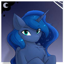 Size: 1024x1024 | Tagged: safe, artist:d.w.h.cn, derpibooru import, princess luna, alicorn, pony, chest fluff, female, looking at you, mare, solo