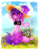 Size: 1700x2200 | Tagged: safe, artist:zlatavector, derpibooru import, oc, oc only, oc:share dast, earth pony, pony, semi-anthro, basket, berry, bra, bra on pony, clothes, cloud, female, flower, freckles, glitter, grass, hat, lily (flower), mare, mountain, nature, short shirt, smiling, solo, trade, underwear