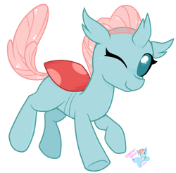Size: 1359x1335 | Tagged: safe, artist:rainbow eevee, derpibooru import, ocellus, changedling, changeling, cute, diaocelles, female, happy, one eye closed, simple background, solo, transparent background, vector, wink