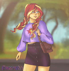 Size: 1024x1064 | Tagged: safe, artist:bunnynha, derpibooru import, sunset shimmer, equestria girls, clothes, deviantart watermark, obtrusive watermark, shirt, skirt, solo, watermark