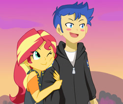 Size: 1280x1078 | Tagged: safe, artist:studiodraw, derpibooru import, flash sentry, sunset shimmer, equestria girls, female, flashimmer, male, shipping, straight