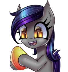 Size: 2880x3040 | Tagged: safe, artist:opal_radiance, derpibooru import, oc, oc only, oc:echo, bat pony, pony, fangs, food, mango, open mouth, simple background, solo, that batpony sure does love mangoes, transparent background